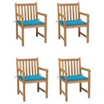 vidaXL Chaises de jardin lot de 4 et coussins bleu Bois de teck solide