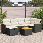 vidaXL Salon de jardin 7 Pièces avec coussins noir résine tressée