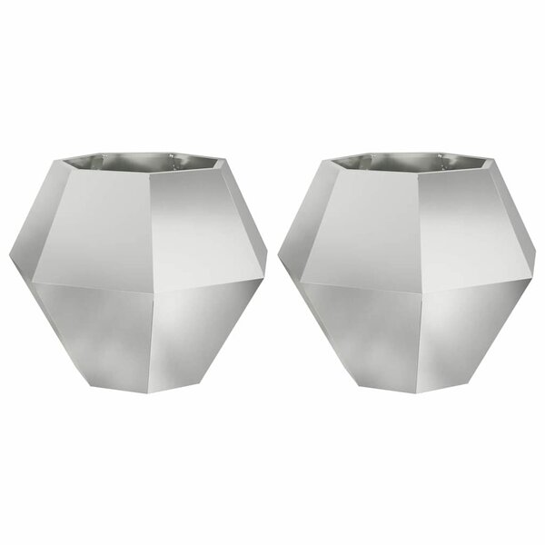 vidaXL Jardinière 2 Pièces Argent 75 x 75 x 60 cm Acier galvanisé