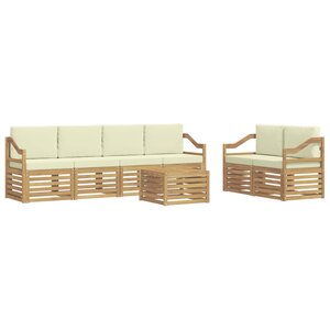 vidaXL Ensemble de canapés d'extérieur 7 Pièces Blanc et crème Polyester