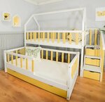 Lit cabane mi-haut pin jaune