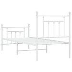 vidaXL Cadre de lit métal sans matelas avec pied de lit blanc 75x190cm
