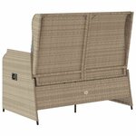 vidaXL Banc inclinable de jardin avec coussins beige résine tressée