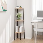 vidaXL Étagère d'angle 3 niveaux Marron clair et noir 45 5x31 5x120 cm