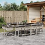 vidaXL Ensemble à manger de jardin et coussins 13 Pièces gris clair rotin