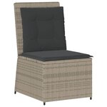 vidaXL Canapé inclinable de jardin coussins gris clair résine tressée