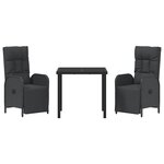 vidaXL Ensemble de salle à manger pour jardin 3 Pièces Noir polyrotin