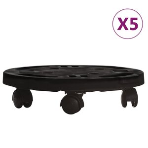 vidaXL Chariots à plantes avec roues 5 Pièces Diamètre 30 cm Noir 170 kg