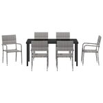 vidaXL Ensemble de salle à manger pour jardin 7 Pièces Gris Poly rotin