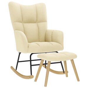 vidaXL Chaise à bascule avec repose-pied Crème Tissu
