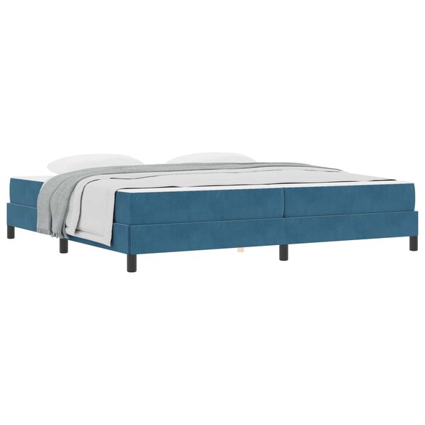 vidaXL Lit à ressorts avec matelas Bleu foncé 200 x 200 cm tissu