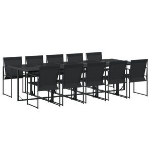 vidaXL Ensemble à manger de jardin 11 Pièces noir textilène