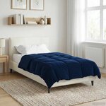 vidaXL Duvet d'hiver Matelassé Bleu foncé 155 x 200 cm Microfibre