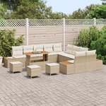 vidaXL Ensemble de canapé de jardin 14 Pièces Beige Poly rotin
