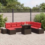 vidaXL Ensemble de canapé de jardin 9 Pièces Marron et rouge polyrotin