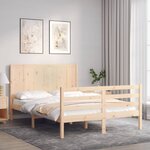 vidaXL Cadre de lit avec tête de lit 120x200 cm bois massif