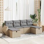 vidaXL Salon de jardin avec coussins 6 Pièces beige résine tressée