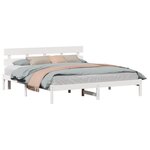 vidaXL Cadre de lit Blanc 200 x 200 cm Bois de pin massif