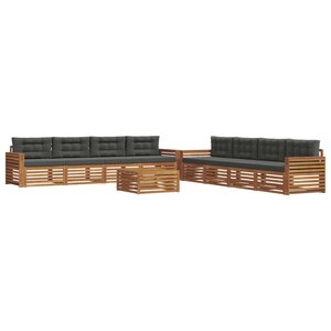 vidaXL Ensemble de canapés d'extérieur 9 pc Naturel et Anthracite