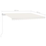 vidaXL Auvent automatique avec capteur de vent et LED 450x300 cm Crème