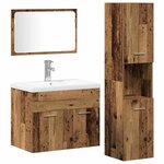 vidaXL Ensemble de mobilier de salle de bain avec étagère 4 Pièces Marron