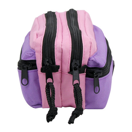 Trousse scolaire zippée 4 compartiments TEKNIK - Rose/violet - La