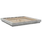 vidaXL Cadre de lit et lumières LED sans matelas gris béton 200x200 cm