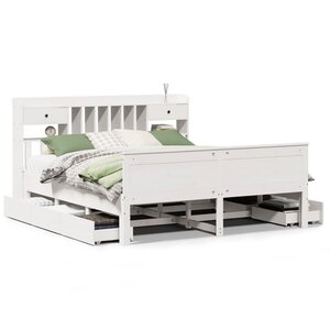 vidaXL Lit bibliothèque sans matelas blanc 180x200 cm bois pin massif