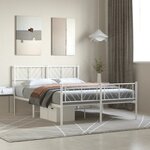 vidaXL Cadre de lit métal avec tête de lit/pied de lit blanc 120x200cm