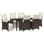 vidaXL Ensemble de salle à manger pour jardin 7 Pièces Marron Poly rotin