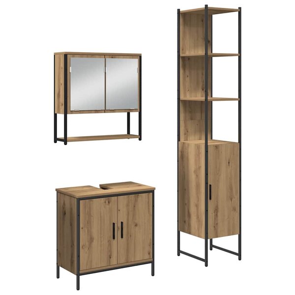vidaXL Ensemble de mobilier de salle de bain avec étagère 3 Pièces Marron