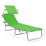 vidaXL Chaise longue pliable avec auvent acier vert pomme