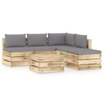 vidaXL Salon de jardin 6 Pièces avec coussins Bois imprégné de vert