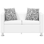 vidaXL Canapé à 2 places cuir artificiel blanc