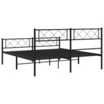 vidaXL Cadre de lit métal sans matelas avec pied de lit noir 120x190cm