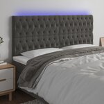 vidaXL Tête de lit à LED Gris foncé 200x7x118/128 cm Velours