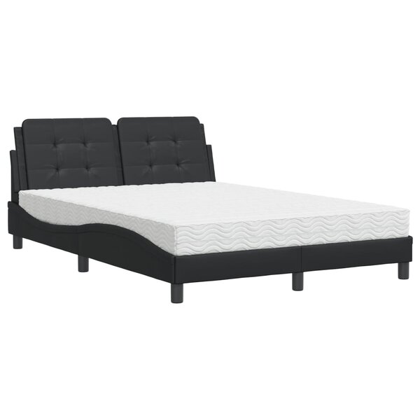 vidaXL Lit avec matelas noir 140x190 cm similicuir