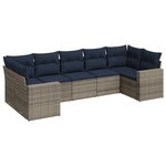 vidaXL Salon de jardin 7 Pièces avec coussins gris résine tressée