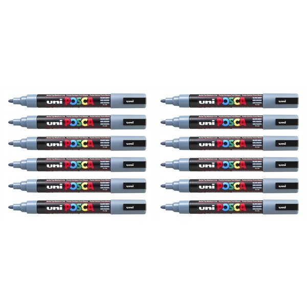 Marqueur pointe conique moyenne pc5m 1 8 - 2 5mm gris ardoise x 12 POSCA