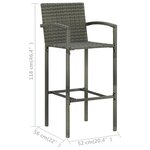 vidaXL Tabourets de bar lot de 4 gris résine tressée