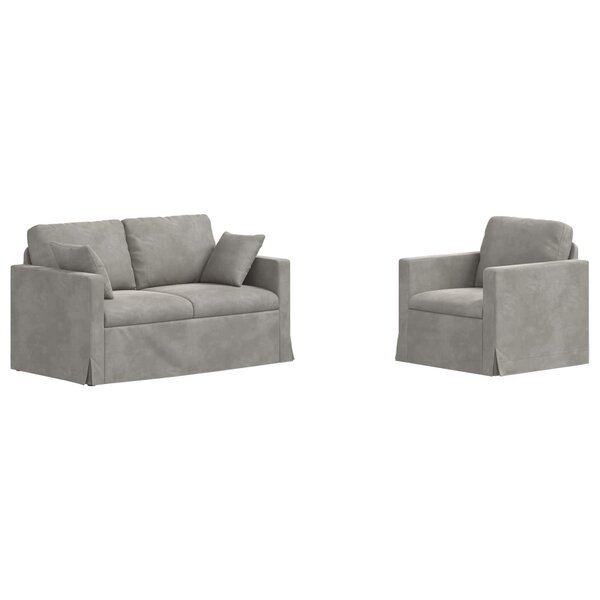 vidaXL Ensemble de Canapés 2 pc Gris clair Velours