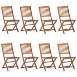 vidaXL Chaises pliables de jardin lot de 8 avec coussins Bois d'acacia