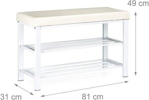 Banc de rangement à chaussures meuble assise tabouret en synthétique 2 niveaux blanc 13_0000360_2
