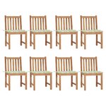 vidaXL Chaises de jardin 8 Pièces avec coussins Bois de teck massif