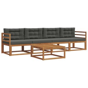 vidaXL Ensemble de canapés d'extérieur 5 Pièces Naturel et Anthracite