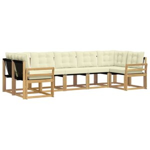 vidaXL Ensemble de canapés d'extérieur 7 Pièces Blanc et crème