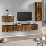 vidaXL Ensemble de meubles TV 4 Pièces Chêne fumé Bois d'ingénierie