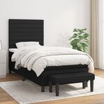 vidaXL Sommier à lattes de lit avec matelas Noir 90x190 cm Tissu