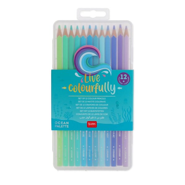 Legami EV0002 - Set de 12 Crayons de couleur - Live Colorfully