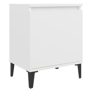 vidaXL Table de chevet avec pieds en métal blanc 40x30x50 cm